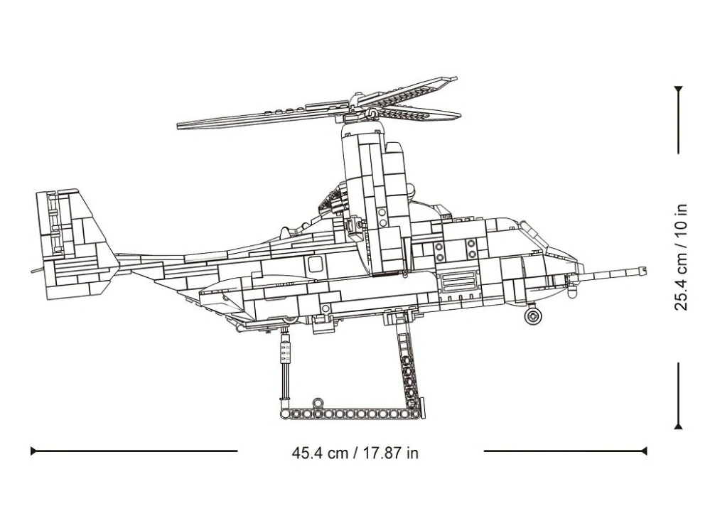 Sluban Model Bricks M38-B1537 Transportní letoun MV-22-S Osprey v měřítku 1:44
