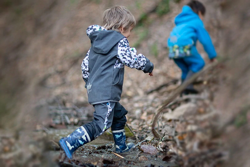 Unuo Batolecí softshellové kalhoty s fleecem Street Žíhaná antracitová Metricon Holka 86/92