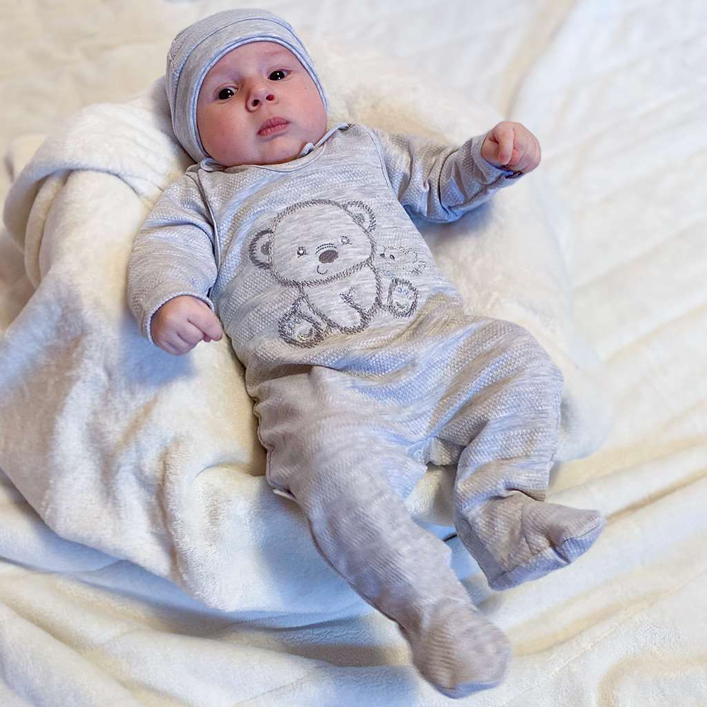 New Baby Kojenecká soupravička do porodnice v krabičce Sweet Bear Růžová, vel.56