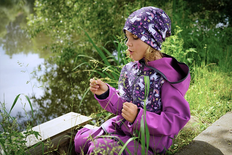 Unuo Dětské softshellové kalhoty s fleecem Basic Ostružinová 98/104