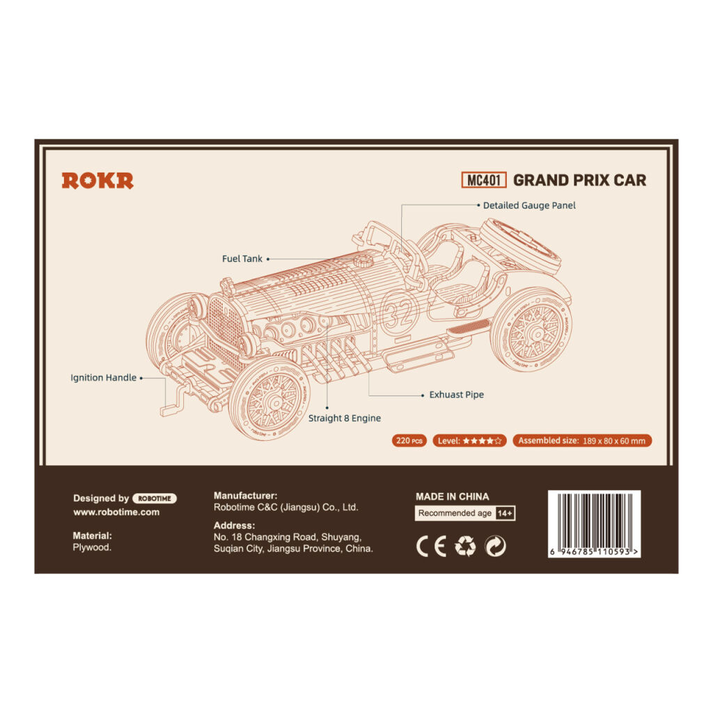 RoboTime 3D dřevěná skládačka Závodní auto