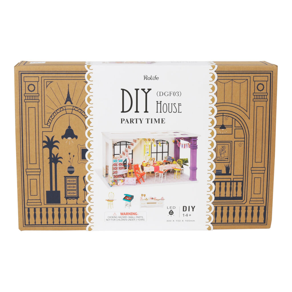 RoboTime 3D dřevěná skládačka Miniatura domečku Párty v jídelně