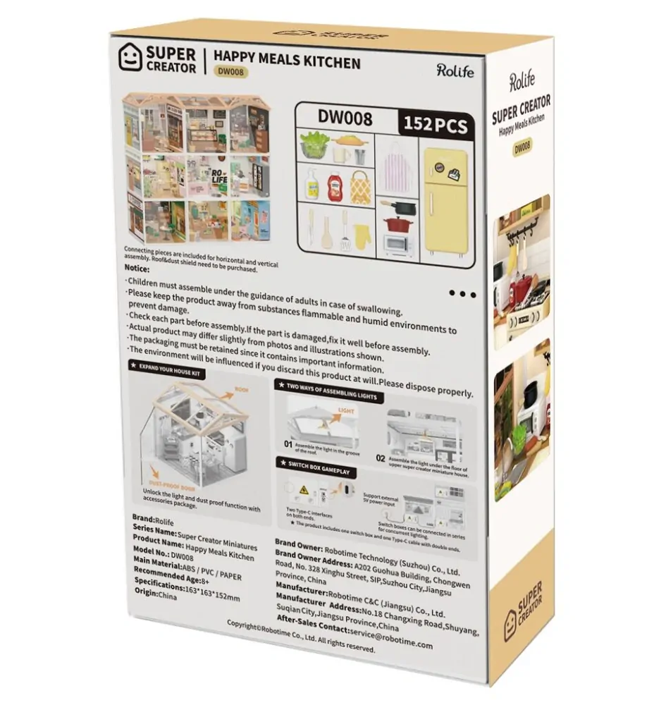 RoboTime 3D dřevěná skládačka Miniatura domečku Kuchyňka Happy Meals