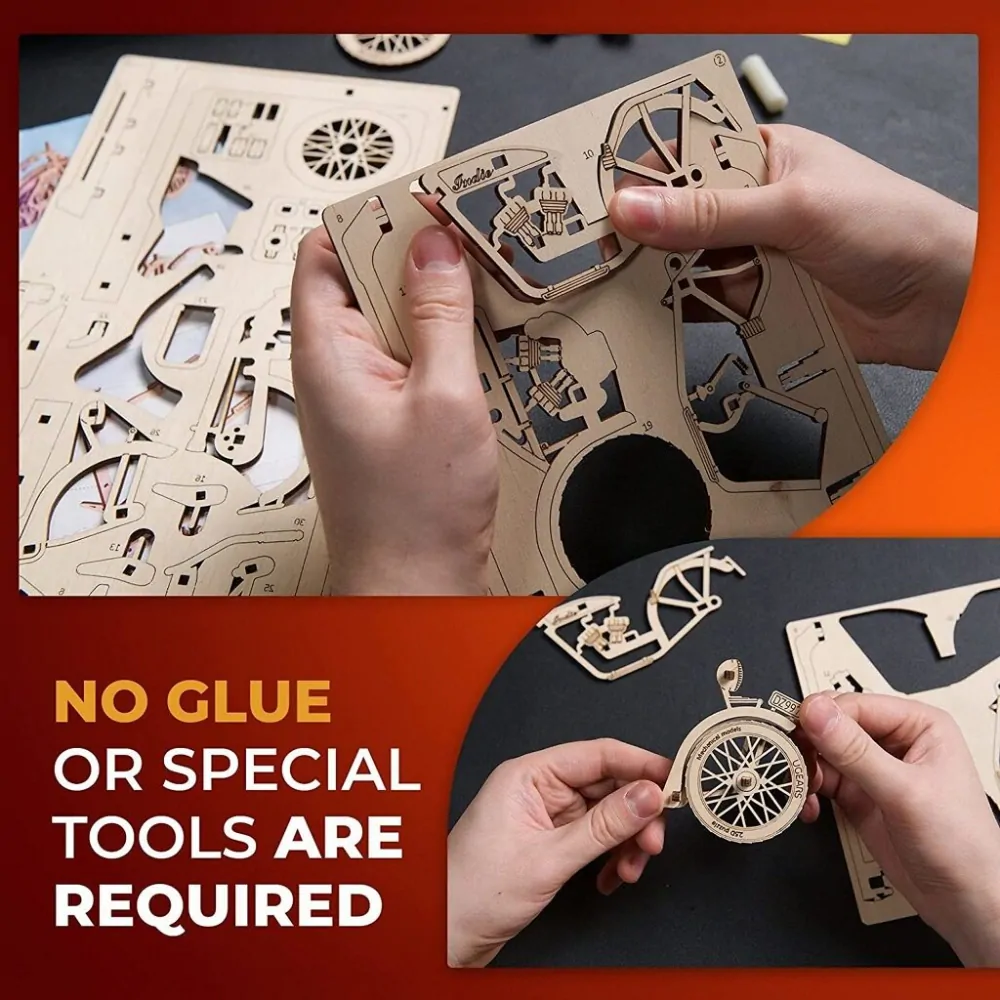Ugears 2,5D dřevěné mechanické puzzle Indie Moto