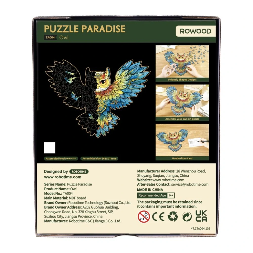 RoboTime Dřevěné puzzle Sova