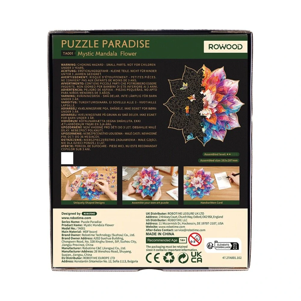 RoboTime Dřevěné puzzle Květinová mandala
