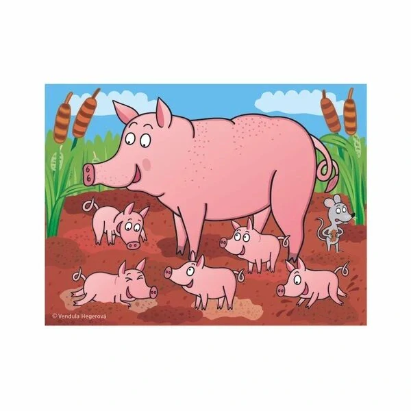 Dino Dřevěné kostky Domácí zvířátka 12 ks