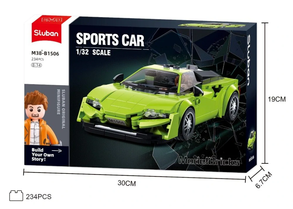 Sluban Model Bricks M38-B1506 Sportovní vůz zelený v měřítku 1:32
