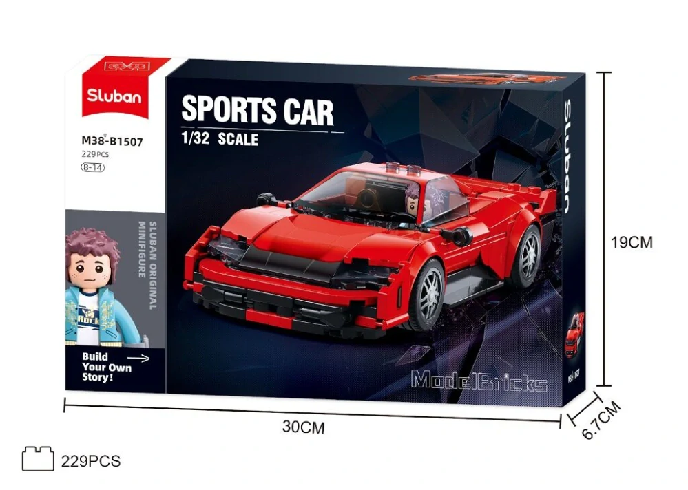 Sluban Model Bricks M38-B1507 Sportovní vůz červený v měřítku 1:32