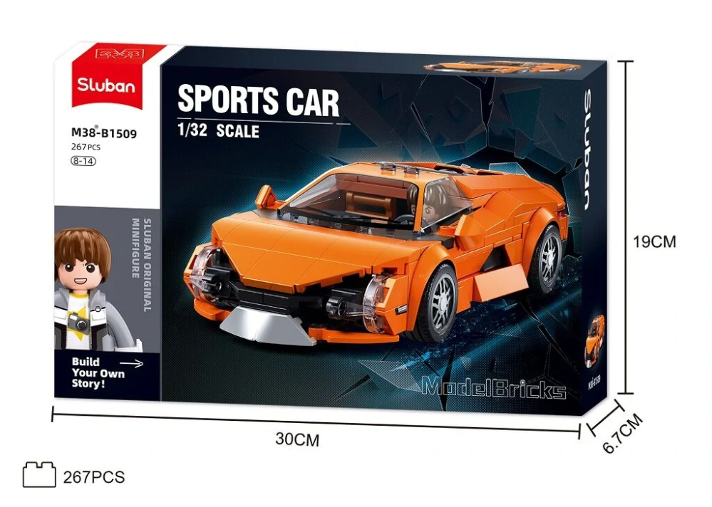 Sluban Model Bricks M38-B1509 Sportovní vůz oranžový v měřítku 1:32