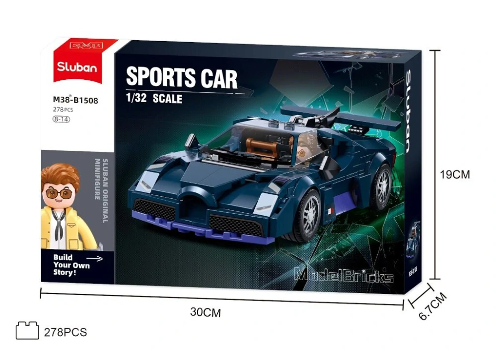 Sluban Model Bricks M38-B1508 Sportovní vůz modrý v měřítku 1:32
