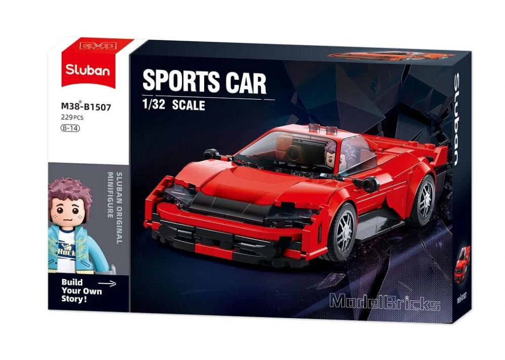 Sluban Model Bricks M38-B1507 Sportovní vůz červený v měřítku 1:32