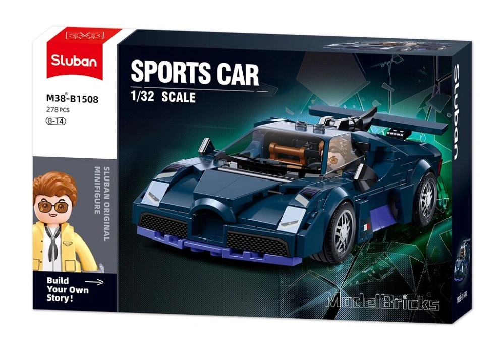 Sluban Model Bricks M38-B1508 Sportovní vůz modrý v měřítku 1:32