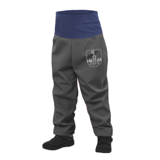 Unuo Batolecí softshellové kalhoty s fleecem Tm. šedá 98/104 SLIM