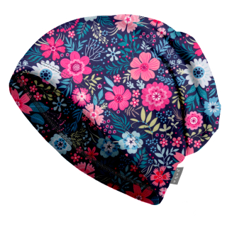 Unuo Dětská čepice fleecová Homeless Květinky XS (42-44 cm)