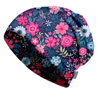 Unuo Dětská čepice fleecová Homeless Květinky XS (42-44 cm)