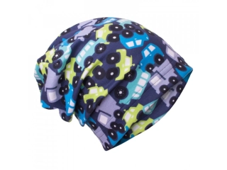 Unuo Dětská čepice fleecová Homeless Autíčka S (45-48 cm)
