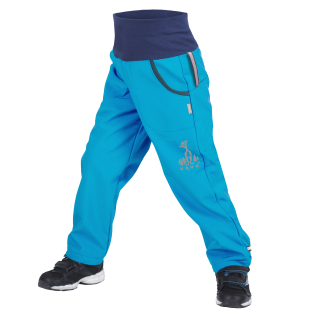 Unuo Dětské softshellové kalhoty s fleecem Basic Tyrkysová 98/104
