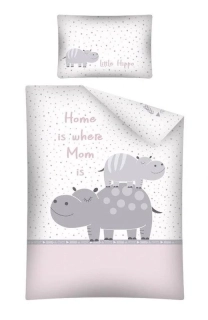 Povlečení do postýlky Hrošíci růžová 100/135, 40/60