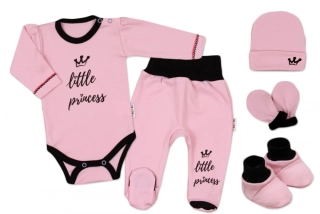 Baby Nellys 5-ti dílná soupravička do porodnice Little Princess Růžová vel.56