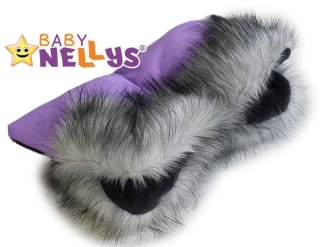 Baby Nellys ®LUX Eskymo Rukávník ke kočárku s kožešinkou Fialová/lila 46/26 cm