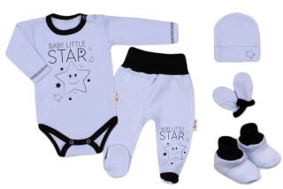 Baby Nellys 5-ti dílná soupravička do porodnice Baby Little Star modrá, vel.56
