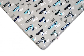 Baby Nellys Prostěradlo do postýlky Veselé závody šedé  Bavlna, 120/60 cm