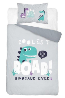 Detexpol Povlečení do postýlky Dino šedá  Bavlna, 100/135, 40/60 cm