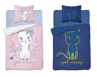 Detexpol Povlečení Kočička Svítící  Bavlna, 140/200, 70/80 cm