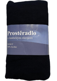 Jerry Fabrics Prostěradlo Jersey Černé  Bavlna, 90/200 cm