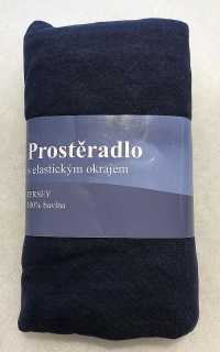 Jerry Fabrics Prostěradlo Jersey Tmavě modrá  Bavlna, 90/200 cm