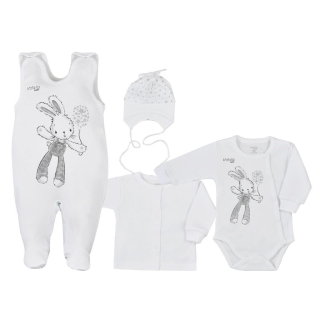 Koala Baby 4-dílná kojenecká soupravička do porodnice Rabbit Bílá, vel.56