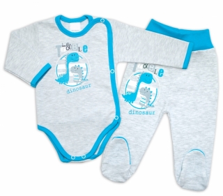 G-baby 2-dílná kojenecká sada Dino Šedá/modrá, vel.56
