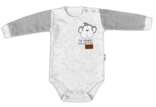 Baby Nellys Body dlouhý rukáv Monkey Sv.šedý melírek, vel.86