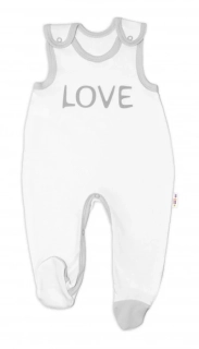 Baby Nellys Kojenecké bavlněné dupačky Love Bílé  vel.56