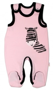 Baby Nellys Kojenecké bavlněné dupačky Zebra Růžové  vel.56