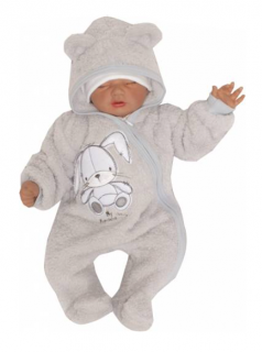 Z&Z Chlupáčkový overálek s kapucí Zajíček Šedý,  vel.62