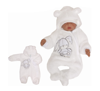 Z&Z Chlupáčkový overálek s kapucí Zajíček Bílý,  vel.56