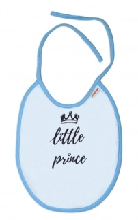 Baby Nellys Nepromokavý bryndáček velký 24x23 cm Little prince Sv. modrá