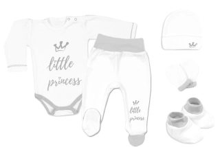 Baby Nellys 5-ti dílná soupravička do porodnice Little Princess Bílá, vel.56