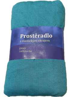 JERRY FABRICS Prostěradlo Jersey Tyrkys zelená  Bavlna, 90/200 cm