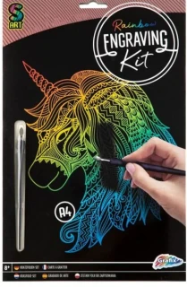 S ART Vyškrabávací sada A4 Rainbow Jednorožec II