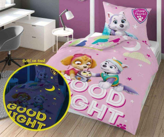 Detexpol Povlečení Paw Patrol Night Svítící  Bavlna, 140/200, 70/80 cm