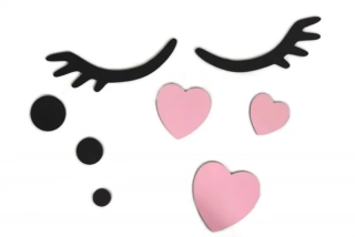 Adam Toys Dekorace na zeď Spící očka se srdíčky Růžové