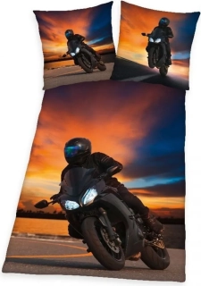 Herding Povlečení Motorkář  Bavlna, 140/200, 70/90 cm