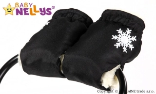 Baby Nellys Rukávník ke kočárku Vlna Vločka Černý