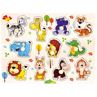 Bino Dřevěné puzzle Safari 11 dílků