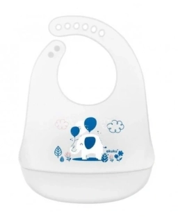 Akuku Silikonový bryndák s kapsičkou Slon bílý