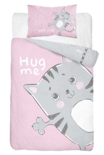 Detexpol Povlečení do postýlky Kočička růžová  Bavlna, 100/135, 40/60 cm