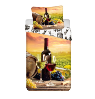 Jerry Fabrics Povlečení Víno  Bavlna, 140/200, 70/90 cm